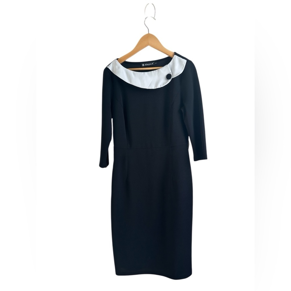 Allegra K Black and White Long Sleeve Dress - Picture 4 of 6